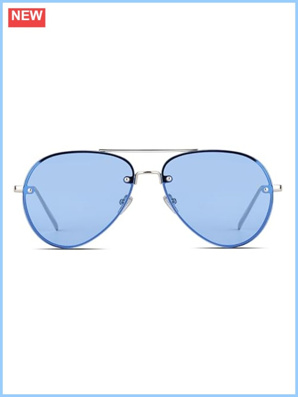 Oversized Rimless Aviator Sunglasses Retro UV400 Metal Frame